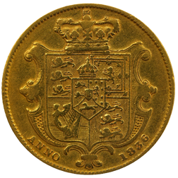 Pre-Owned 1836 William IV 'Shield' Full Sovereign Gold Coin