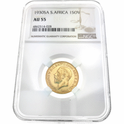 Pre-Owned 1930 South Africa Full Sovereign Gold Coin NGC Graded AU 55 - 4862514-028