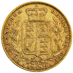 Pre-Owned 1870 London Mint DN.86 Victoria Young Head 'Shield' Full Sovereign Gold Coin