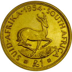 Pre-Owned 1954 Elizabeth II South African £1 Gold Coin