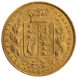 Pre-Owned 1864 London Mint DN.50 Victorian 'Shield' Full Sovereign Gold Coin