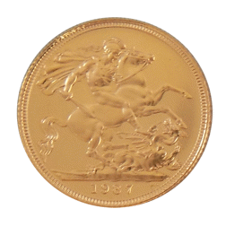 Pre-Owned 1987 UK Full Sovereign Proof Design Gold Coin