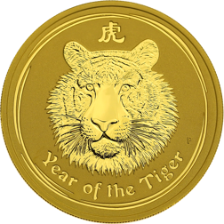 Pre-Owned 2010 Australian Lunar Tiger 2oz Gold Coin