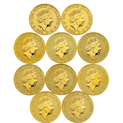 Pre-Owned UK Queen's Beasts 1oz Gold Coin Full Collection in Presentation Box - (10 Coins)