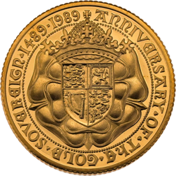 Pre-Owned 1989 UK 500th Anniversary Full Sovereign Proof Design Gold Coin
