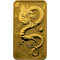 Pre-Owned 2019 Australian Dragon Rectangular 1oz Gold Coin