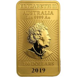 Pre-Owned 2019 Australian Dragon Rectangular 1oz Gold Coin