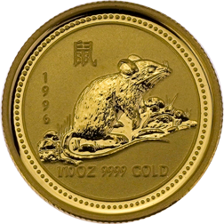 Pre-Owned 1996 Australian Lunar Rat 1/10oz Gold Coin