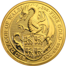 2017 UK Queen's Beasts The Red Dragon of Wales 1oz Gold Coin