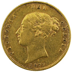 Pre-Owned 1877 London Mint DN.147 Victorian 'Shield' Half Sovereign Gold Coin