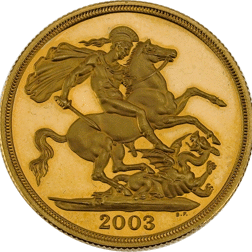 Pre-Owned 2003 UK Double Sovereign Proof Design Gold Coin