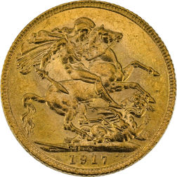 Pre-Owned 1917 Canada Mint George V Full Sovereign Gold Coin
