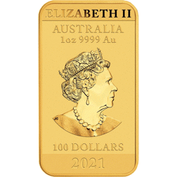 Pre-Owned 2021 Australian Dragon Rectangular 1oz Gold Coin