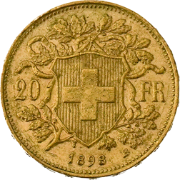 Pre-Owned 1898 Swiss 20 Franc Helvetia Gold Coin