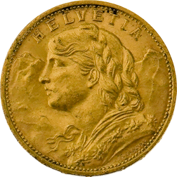 Pre-Owned 1914 Swiss 20 Franc Helvetia Gold Coin