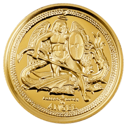 Pre-Owned 2009 Isle of Man Angel 1/10oz High Relief  Piedfort Proof Gold Coin