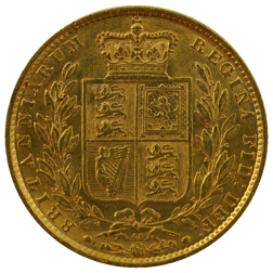 Pre-Owned 1869 London Mint DN.43 Victorian 'Shield' Full Sovereign Gold Coin