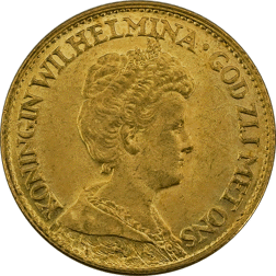 Pre-Owned 1917 Netherlands 10 Guilders Gold Coin