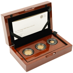 Pre-Owned 2016 UK Full, Half, and Quarter Sovereign Proof Gold 3-Coin Set