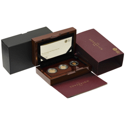 Pre-Owned 2016 UK Full, Half, and Quarter Sovereign Proof Gold 3-Coin Set