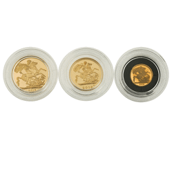 Pre-Owned 2016 UK Full, Half, and Quarter Sovereign Proof Gold 3-Coin Set