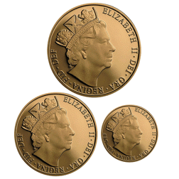 Pre-Owned 2016 UK Full, Half, and Quarter Sovereign Proof Gold 3-Coin Set