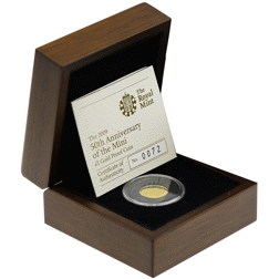 Pre-Owned 2009 Alderney 50th Anniversary of the Mini £1 Proof Gold Coin