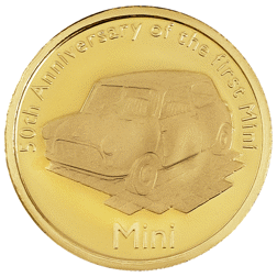 Pre-Owned 2009 Alderney 50th Anniversary of the Mini £1 Proof Gold Coin