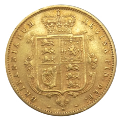 Pre-Owned UK Victorian 'Young Head' Shield Half Sovereign Gold Coin - Mixed Dates