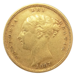 Pre-Owned UK Victorian 'Young Head' Shield Half Sovereign Gold Coin - Mixed Dates