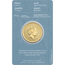 Pre-Owned 2023 UK Queen Elizabeth II Britannia 1/2oz Gold Coin - Carded