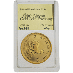 Pre-Owned 1976 South African Krugerrand 1oz Proof Gold Coin - SAGCE Graded 104 - Certificate 64688