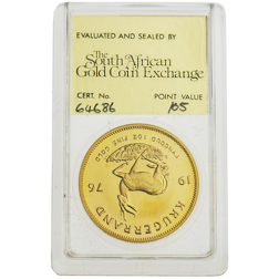 Pre-Owned 1976 South African Krugerrand 1oz Proof Gold Coin - SAGCE Graded 105 - Certificate 64686