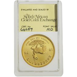 Pre-Owned 1976 South African Krugerrand 1oz Proof Gold Coin - SAGCE Graded 102 - Certificate 64689