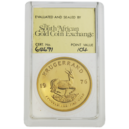 Pre-Owned 1976 South African Krugerrand 1oz Proof Gold Coin - SAGCE Graded 104 - Certificate 64691