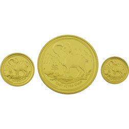 Pre-Owned 2015 Australian Lunar Goat Three Coin Gold Proof Set