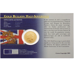 Pre-Owned 2003 UK Half Sovereign Gold Coin - Carded