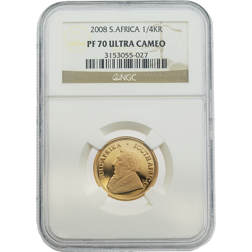 Pre Owned 2008 South African Krugerrand 1/4oz Proof Gold Coin NGC Graded PF70 - 3153055-027