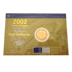 Pre-Owned 2002 UK Carded Half Sovereign Gold Coin