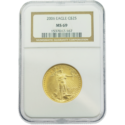 Pre-Owned 2006 USA Eagle 1/2oz Gold Coin NGC Graded MS 69 - 1537017-167
