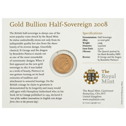 Pre-Owned 2008 UK Half Sovereign Gold Coin - Carded