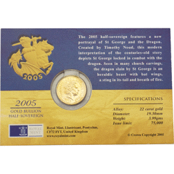Pre-Owned 2005 UK Half Sovereign Gold Coin - Carded