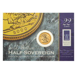 Pre-Owned 2000 UK Half Sovereign Gold Coin - Carded