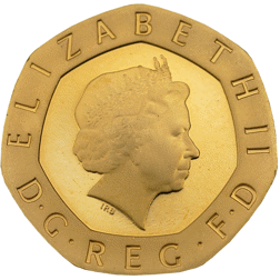 Pre-Owned 2008 UK 20p Proof Design Gold Coin