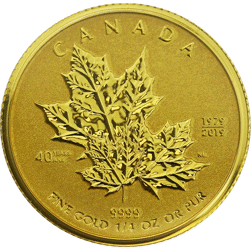 Pre-Owned 2019 Royal Canadian Mint 40th Anniversary of the Maple Leaf 1/4oz Proof Gold Coin