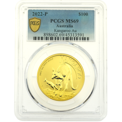 Pre-Owned 2022 Australian Kangaroo 1oz Gold Coin PCGS Graded MS69 - 898602.69/45313591