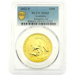 Pre-Owned 2022 Australian Kangaroo 1oz Gold Coin PCGS Graded MS69 - 898602.69/45313592