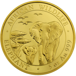 Pre-Owned 2015 Somalian Elephant 5oz Proof Gold Coin