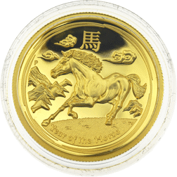 Pre-Owned 2014 Australian Lunar Horse 1oz High Relief Proof Gold Coin