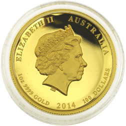 Pre-Owned 2014 Australian Lunar Horse 1oz High Relief Proof Gold Coin